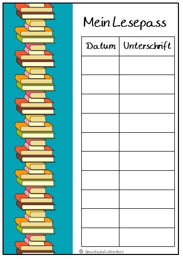 Deutsch Lesepass Deutsch Lesepass Grundschul Ideenbox