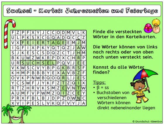 Zwischendurch-Aufgaben: Suchsel - Teil 1 - Grundschul-Ideenbox